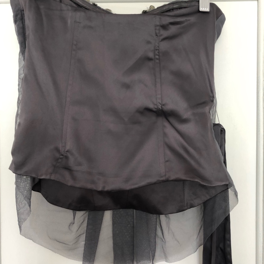 Lipsy London embellished, Bustier type, satin tie. Size 6. Sheer overlay 32x18 - Picture 3 of 4